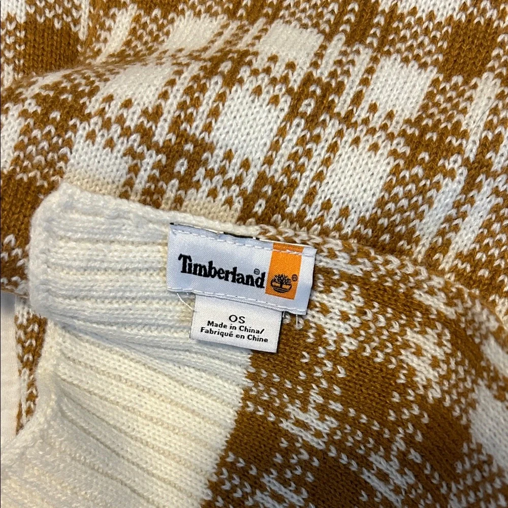 Timberland Mustard Yellow & Cream Plaid Scarf Soft Cozy Preppy Fall Winter Cabin